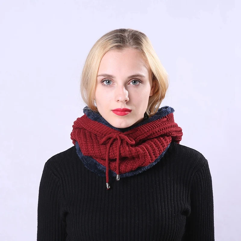 Женская вязаная шапочка-шарф, набор Skullies Beanies, Зимние головные уборы для мужчин и женщин, однотонная шапка, шапка