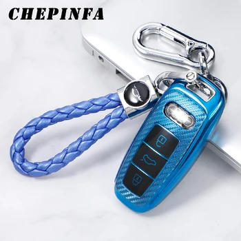 

Carbon Fiber Style TPU Car Key Cover Case Protector Shell For Audi A6 A6L A7 A8 C8 Q8 D5 car accessories durable car styling new