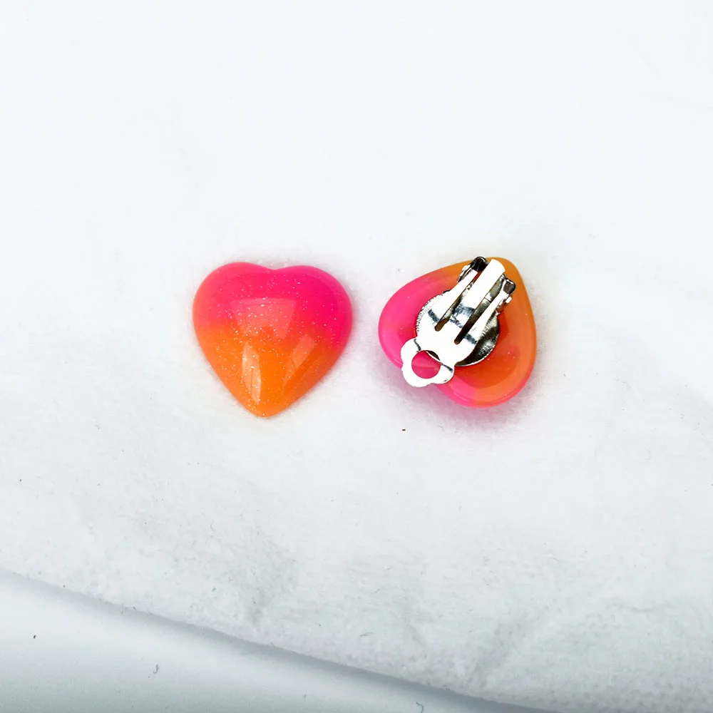 Ear Clip Earrings Clip Earrings Ear Clip Ear Accessories Non Pierced Women Resin Jewelry Big Heart Clip On Earrings Without Piercing Female Ear Cuff Earring