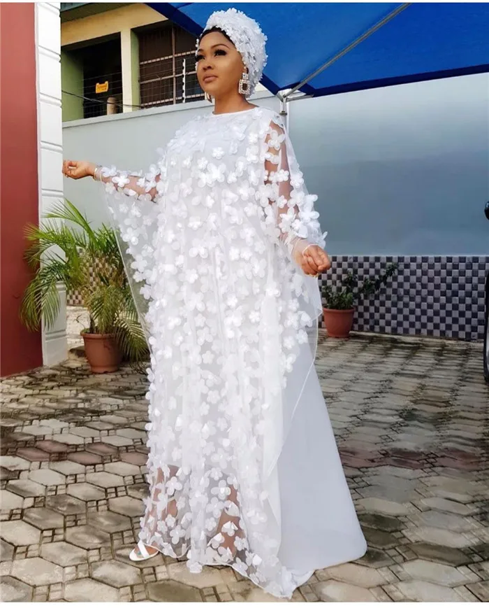 Африканские платья для женщин африканская одежда мусульманское длинное платье высокого качества модное Африканское платье для леди - Цвет: Белый