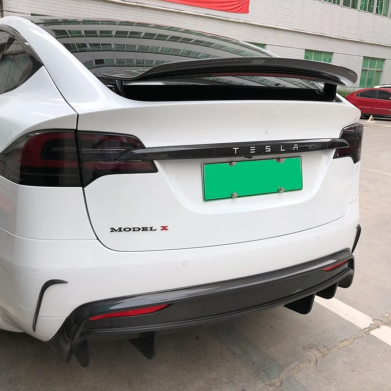 Car Rear Spoiler Tail Wing Modification Accessories 100% Carbon Fiber Car Body Rear Label Trim Sticker For Tesla Model X