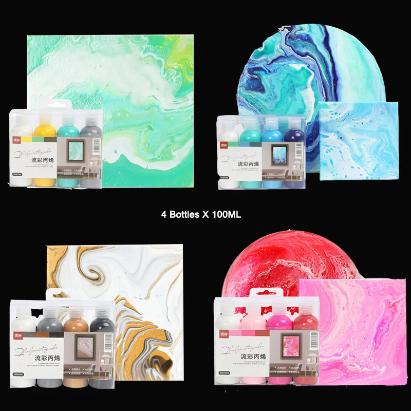100ML Acrylic Paint Set Fluid Marbling Paint Silicone Oil Acrylic Pouring Medium Fabric Drawing Tool For Artist DIY Art Supplies