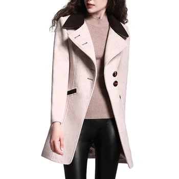 

2019 New Autumn Winter Fashion Women Single Breasted Warm Thicken Cashmere Wool Blend Coat Ladies Slim Woolen Jacket Abrigo J58