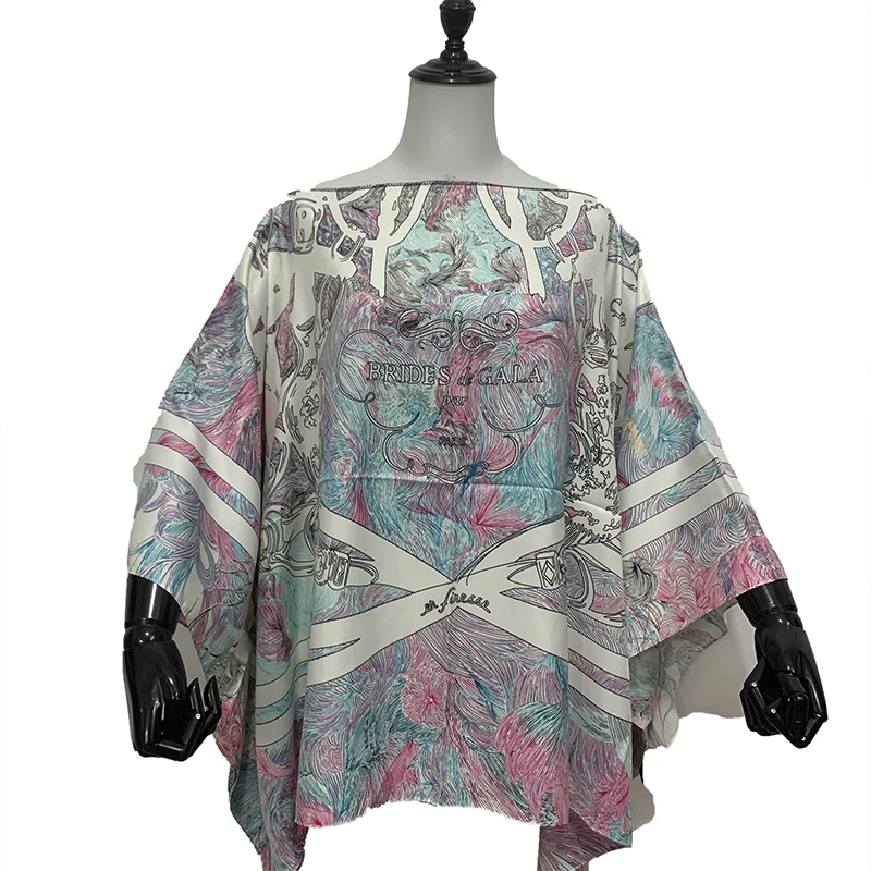 New Fashion Summer Bohemian Batwing Sleeve Silk Blouse For Women Malaysia Muslim Abaya Lady Blouse For Holiday