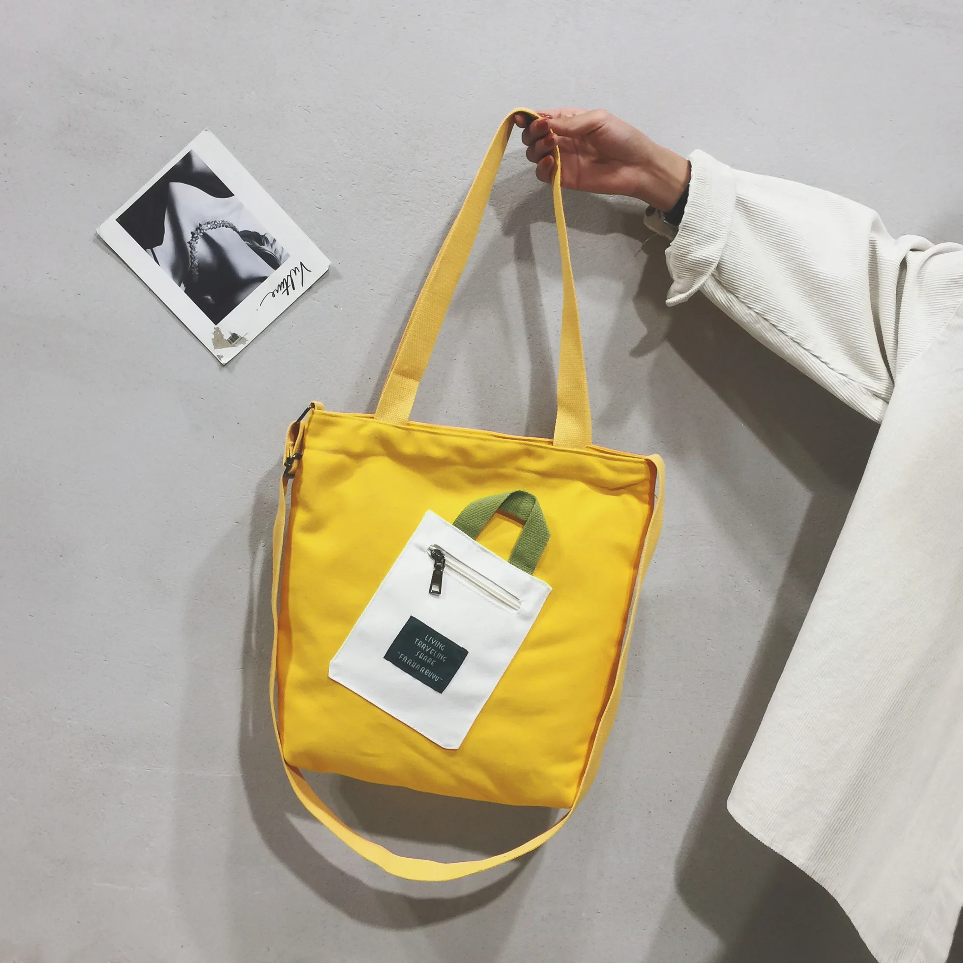 

New Style Canvas Bag Women's Shoulder Korean-style Soft Surface Schoolbag Customizable Canvas Bag a Generation of Fat