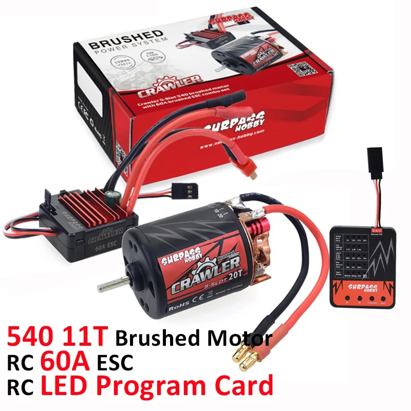 Motore Spazzolato SURPASSHOBBY 540 5 Slot + ESC 60A Per Auto RC Scala 1/10 - Scegli Il Numero Di Giri (11T, 13T, 16T, 20T)