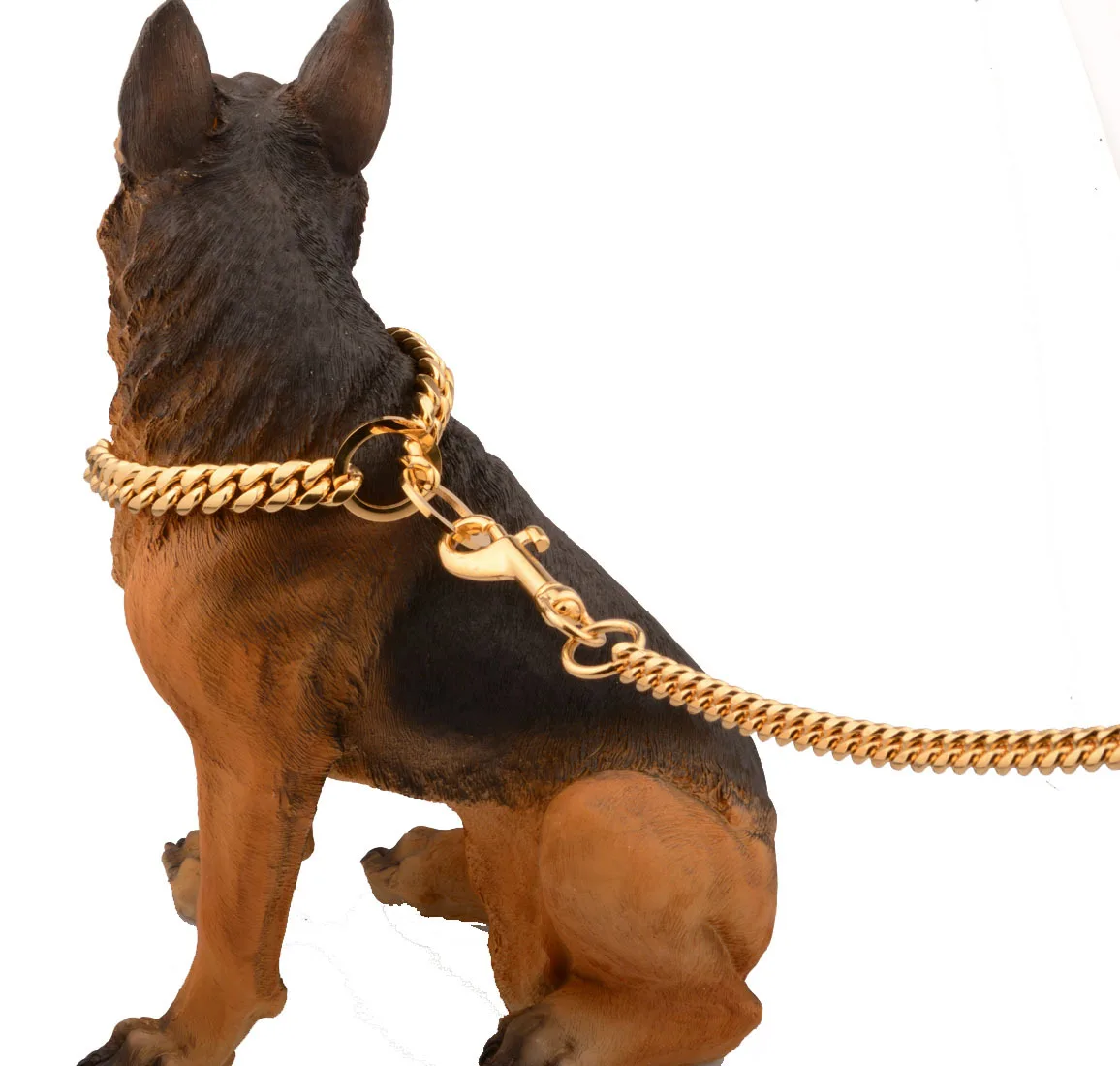 gold dog collar and lead