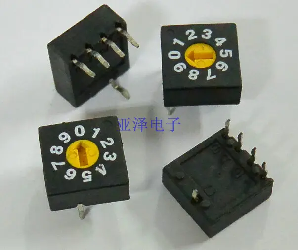 

5PCS/LOT Taiwan produces 0-9 rotary encoding switch, dial code switch, 10 bit PCB encoding switch, 8421C positive code 4:1