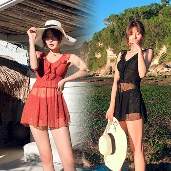 

Women's Beach Outings 2019 Woman Swimsuit One Piece With Push Up Swimsuits Female Plus Size Women Korean Ins Split Bikini Set