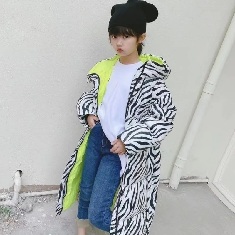 

Zebra Kids Girls Winter Jacket Coat Children Clothing Long Parka Teens Girl Clothes Snowsuit Outerwear Hooded Overcoat Snow Wear
