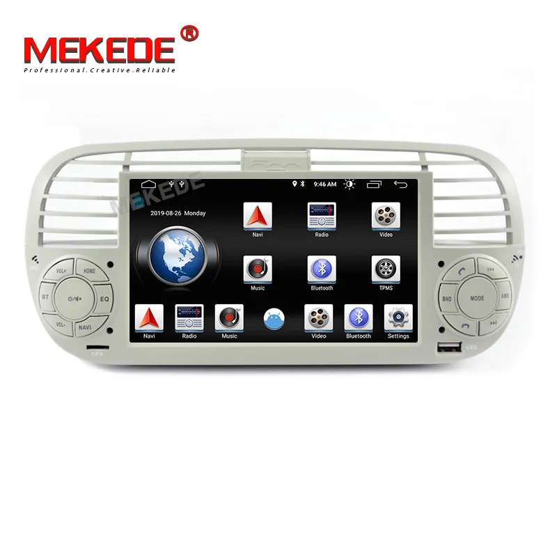  New productIPS DSP android 9.1 car dvd gps navigation multimedia player for Fiat 500 2007-2016 with