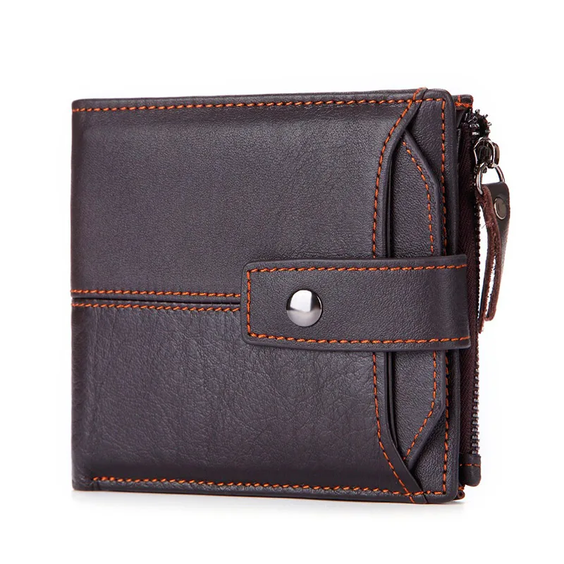 

Men Cowhide Leather Wallet Male Short Leather Purse High Quality Coin Bag Wallet With Removable Card Holder Purse