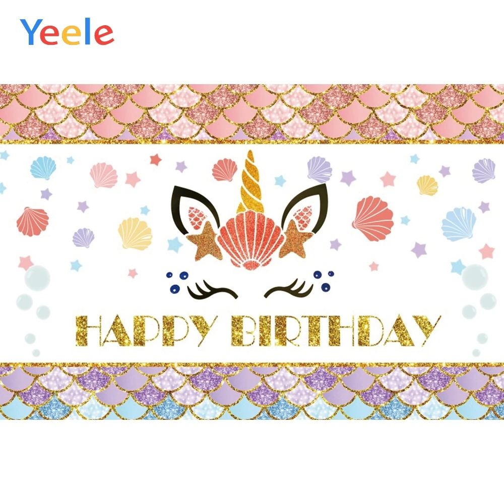 

Yeele Unicorn Birthday Party Mermaid Baby Shower Photography Backdrops Personalized Photographic Backgrounds For Photo Studio