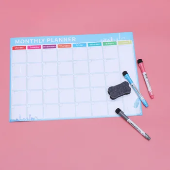 

1 Set 40x30CM Monthly Plan Soft Magnetic Whiteboard Creative PET Flexible Magnet Board Notes Reminders Memo for Home Office Refr