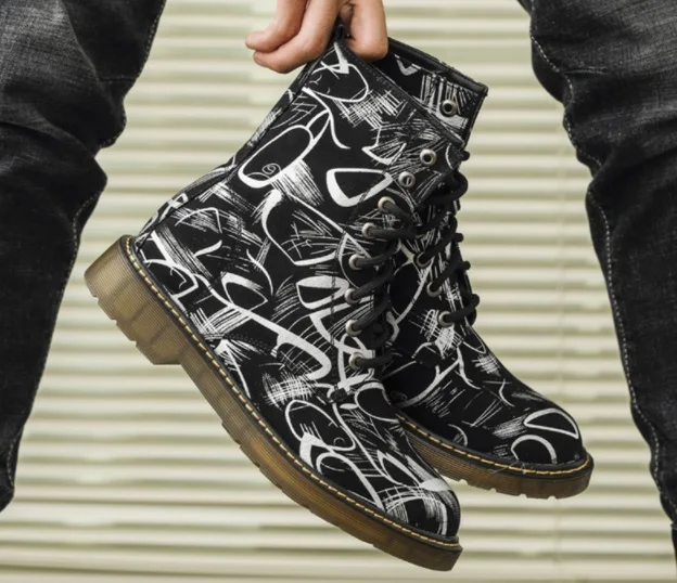 

Autumn winter men's colour ankle boots Genuine Leather lace-up dress shoes fashion Plus velvet keep warm high-top Martin boots