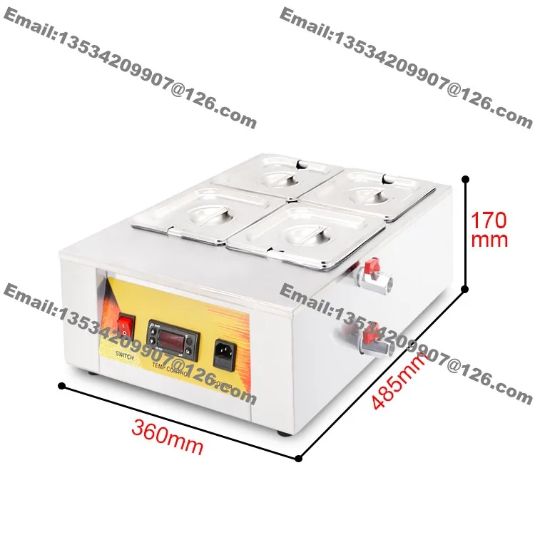 Heavy Duty 110v 220v Electric 4 Pan Bain Marie Chocolate Tempering Melter Warmer Water Heat Machine