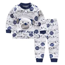 Г. Зимние пижамные комплекты для маленьких девочек и мальчиков с мультяшным принтом хлопковая детская одежда для сна Осенние Топы с длинными рукавами и высокой талией для девочек+ штаны, комплект из 2 предметов