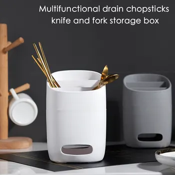

Cutlery Drain Bucket Knife Fork Storage Box Plastic Chopsticks Drain Tube Cutlery Storage Organizer Tableware Kitchen Accessory