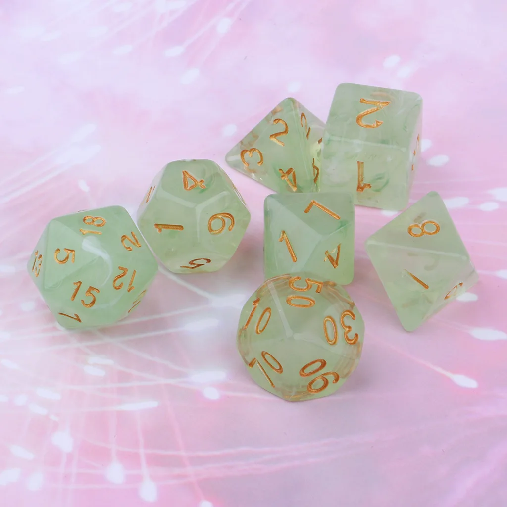 Pack of 7 Gem Acrylic Polyhedral Dice for Dungeons and Dragons D4 Dice Cup Games 1.6cm Length for Dice Game Lovers