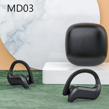 

New MD03 wireless headphones bluetooth 5.0 waterproof business men Ear Hook earphones 10mm Titanium film for iphone xiaomi