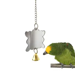 Интерактивное подвесное зеркало Попугай Игрушка акриловое домашнее животное птица ЗЕРКАЛО с колокольчиком клетка украшение птица клетка