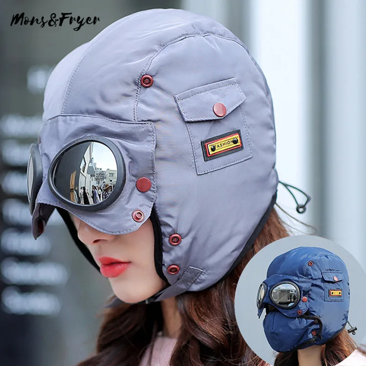 2020 New Fashion Warm Cap Winters Men Original Design Winter Hats for Women Kids Waterproof Hood Hat with Glasses Cool Balaclava |