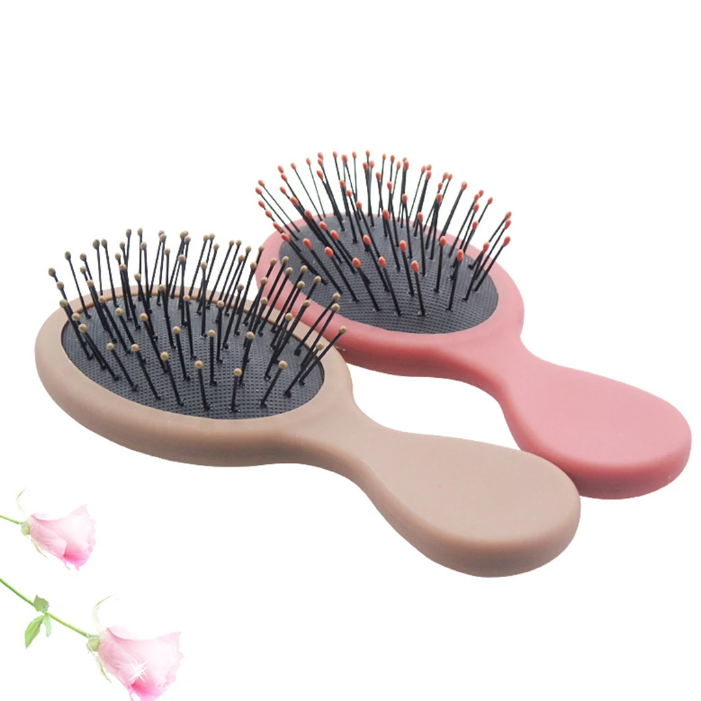 Travel Pocket Anti-static Scalp Massage Paddle Hairbrush Cushioned Detangling Brush for Girls Women