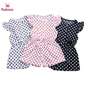 

Pudcoco 2020 Summer Toddler Baby Girl Clothes Dot Print Short Sleeve Sweet Jumpsuit Rompers Outfits Cotton Clothing 80-120