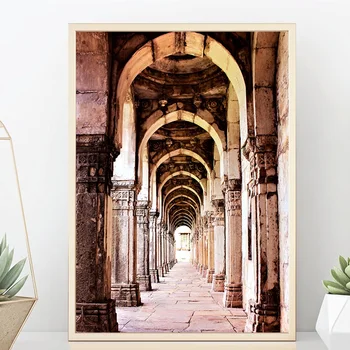 

Vintage Poster Moroccan Portal Wooden Door Wall Art Canvas Prints Painting Wall Pictures for Living Room Home Decor