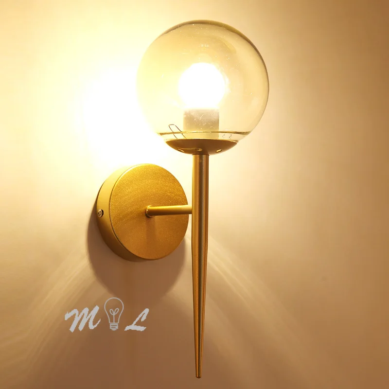 

Post modern balloon glass ball wall + LED lamp bedroom wall lamp accessory luminous ladder lamp LED lamp mirror lamp