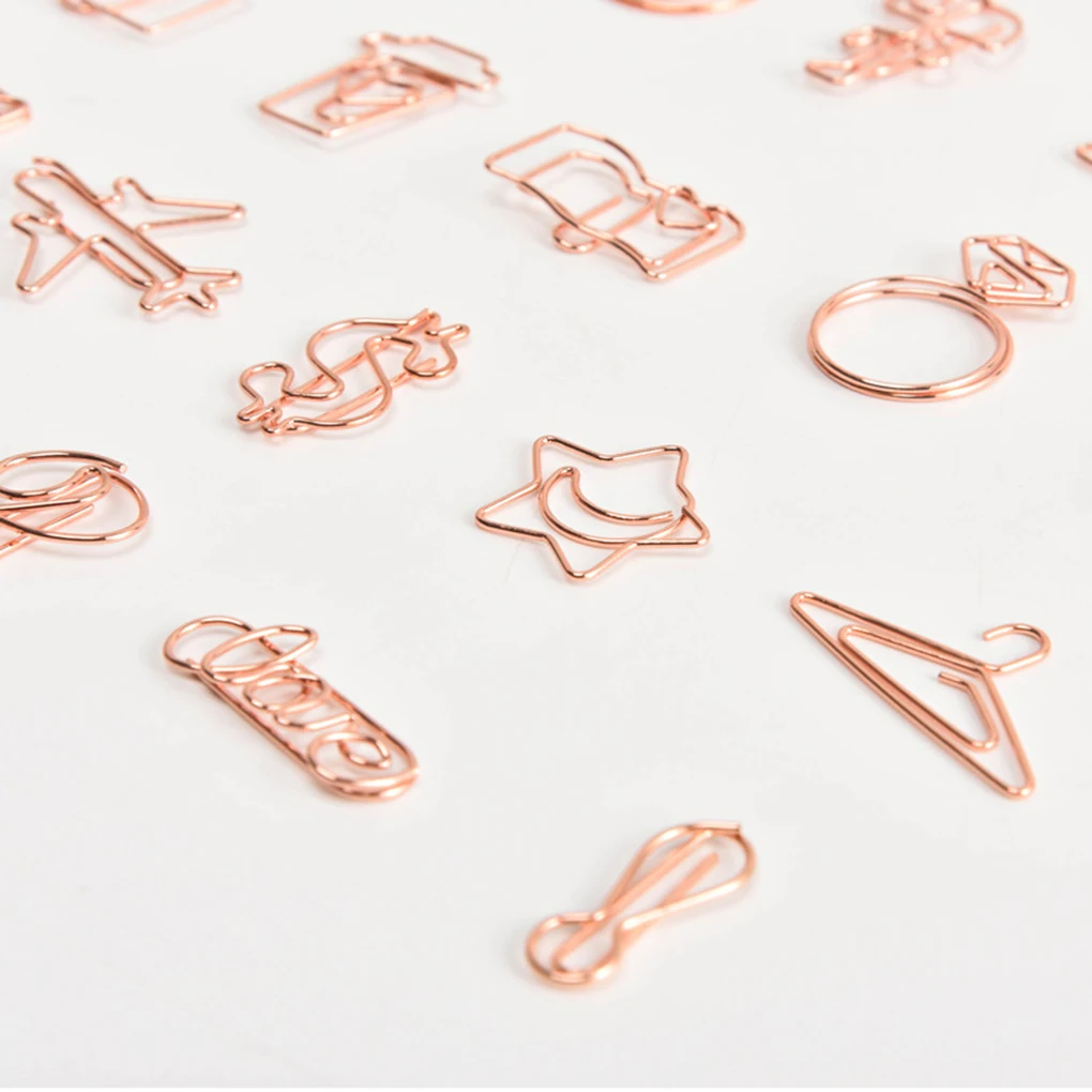

Shape Random 20pcs Rose Golden Ring Headdress Paper Clip Bookmark Office DIY Documents Clip