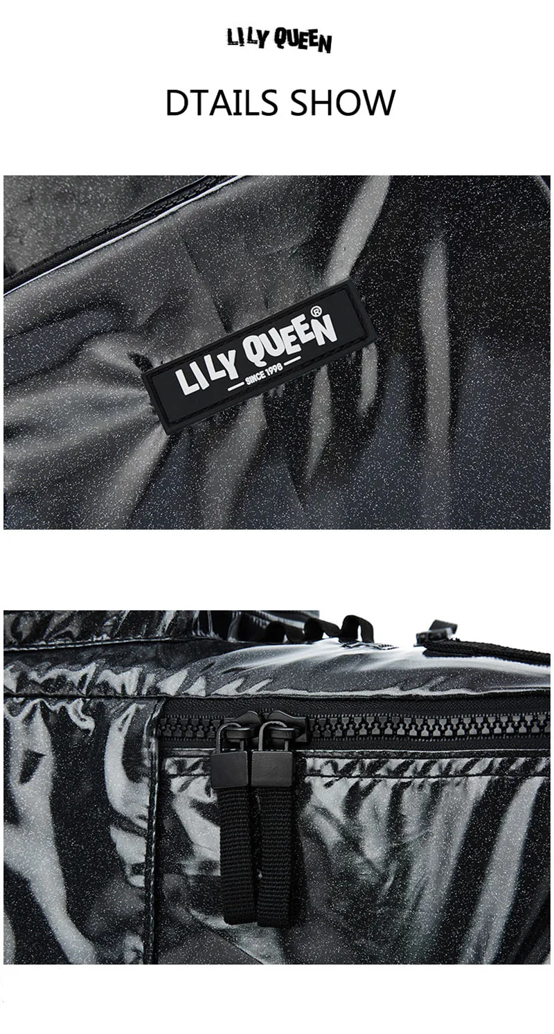 LILY QUEEN черный рюкзак Harajuku стиль водонепроницаемый большой емкости сумка для мужчин и женщин школьные для мальчиков для девочек