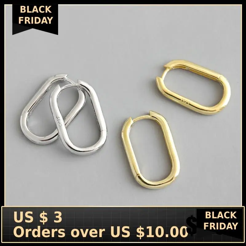 Young Girls Fashion Jewelry S925 Sterling Silver Earrings Oval Rings Female Ear Rings Gold Color Plated Retro Earrings For Women