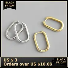 Young Girls Fashion Jewelry S925 Sterling Silver Earrings Oval Rings Female Ear Rings Gold Color Plated Retro Earrings For Women