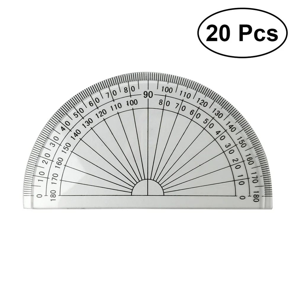 20 Pcs 4 Inch 10cm 180 Degrees Protractor for Angle Measurement School/Office/Student Math (Transparent) | Канцтовары для офиса и