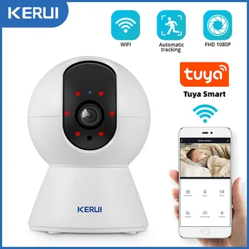 KERUI - Mini Cámara IP Inteligente Tuya HD, Grabadora de Seguridad para el Hogar, Wi-Fi, Inalámbrica, 720p, 1080p, CCTV, Vigilancia por IR, Visión Nocturna, Monitor para Bebé