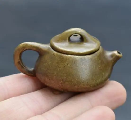 Китайская Чистая латунь чайник предметы мебели Статуэтка
