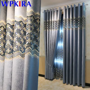 

Delicate Embroidery Curtains Blackout For Living Room Window Blinds Drape Light Luxury Hollow Out Sheer Curtain Modern X-AD598
