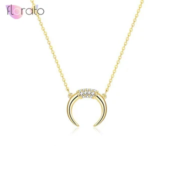 

925 Sterling Silver Pendant Necklace for Women Simple Dainty CZ Gold Silver color Moon Chain Necklace Minimalist Necklace