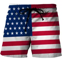 Пляжные спортивные шорты, быстросохнущие мужские повседневные шорты с 3D принтом, мужские шорты со звездами и полосками, американский флаг