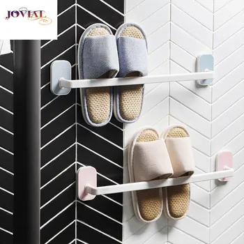 

Bathroom Organizer Slipper Shelf Wall Hanging Avoid Punch Luggage Carrier Household Hangable Towel Brush Prevent Get Wet None