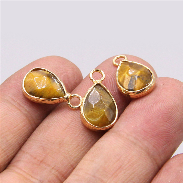 Single Hole Water drop loose pendant charm Natural Labradorite crystal agates tiger eye stone Pendants for jewelry making