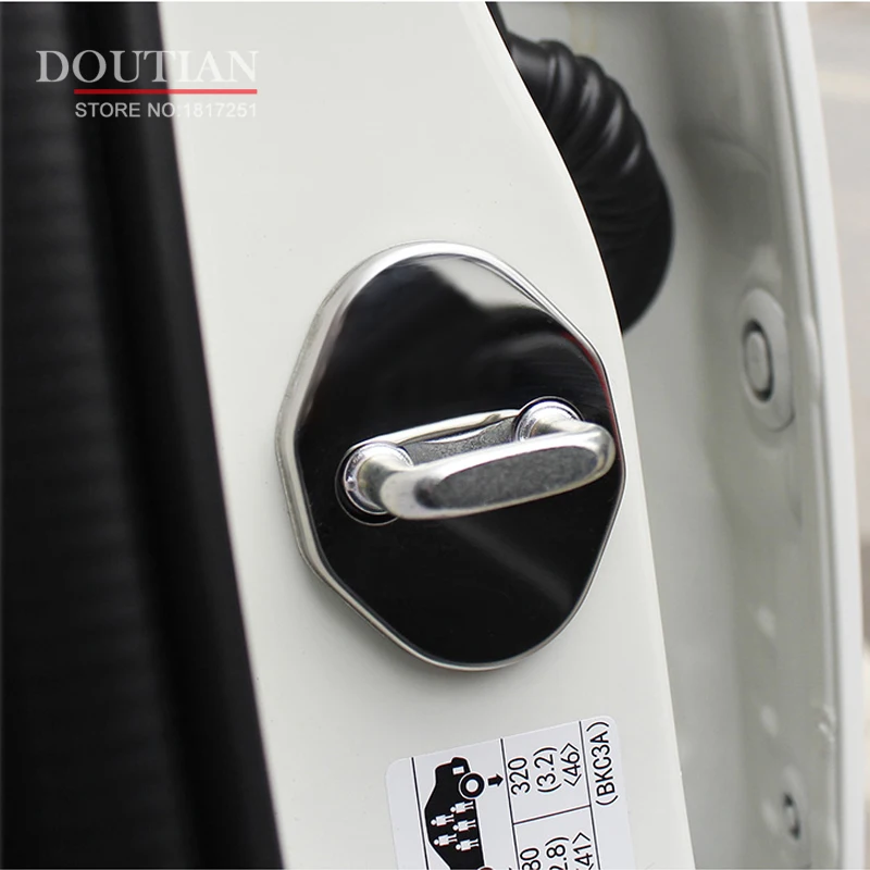 4pcs 3D Stainless Steel Door Lock Buckle Protection Protective Cover trim for Mazda cx3 cx5 cx30-Auto Accessories