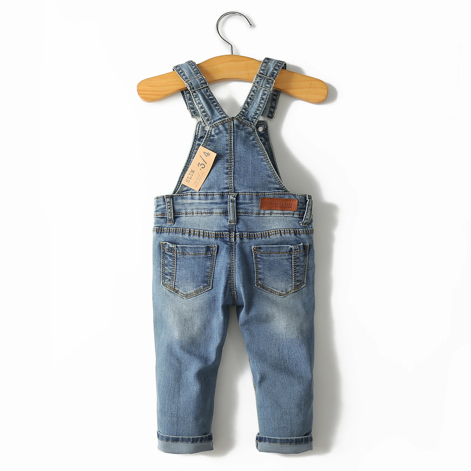 KIDSCOOL SPACE Children Girls Big Bibs Pockets Ripped Holes Washed Cotton Soft Denim Jeans Overalls Romper Playsuit