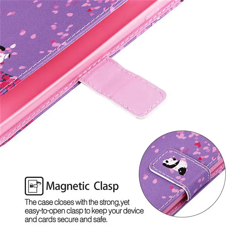 Cute Panda Patterned PU Leather Flip Wallet Case Cover on sfor Samsung S8 Plus S10 S10e S9 J4 J6 2018 Cards Holder Phone Coque   (15)