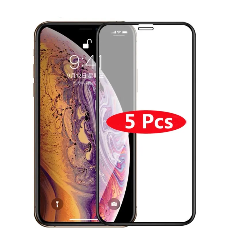 5 шт полное покрытие из закаленного стекла для iPhone XS XR 11 Pro Max Защитная пленка
