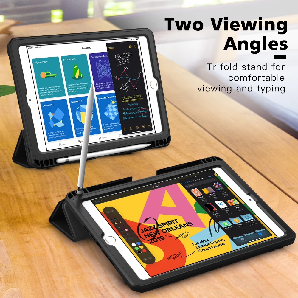 Capa para Ipad Protetor de Tela Capa à Prova de Choque de Corpo Capa de Suporte de Concha Novo Case Ipad 7th Gen Embutido] Inteiro Inteligente Trifold 10.2 - - Imagem 6