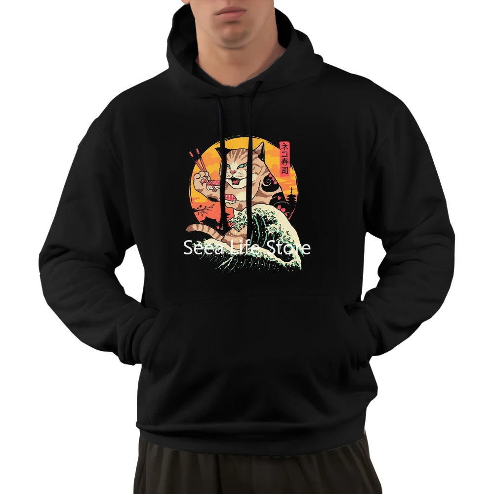 

Men Catana Cool Autumn Winter Men/Women Hoodies Sweatshirt Casual Long Sleeve Cat Print Anime Pullovers Streetwear Japanese Tops