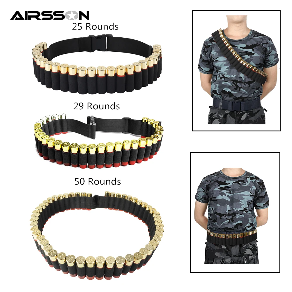 

Tactical 25/29/50 Rounds Ammo Shell Holder Belt 12/20 Gauge Ammo Pouch Shot Gun Shell Bandolier Waist Bullet Cartridges Holster