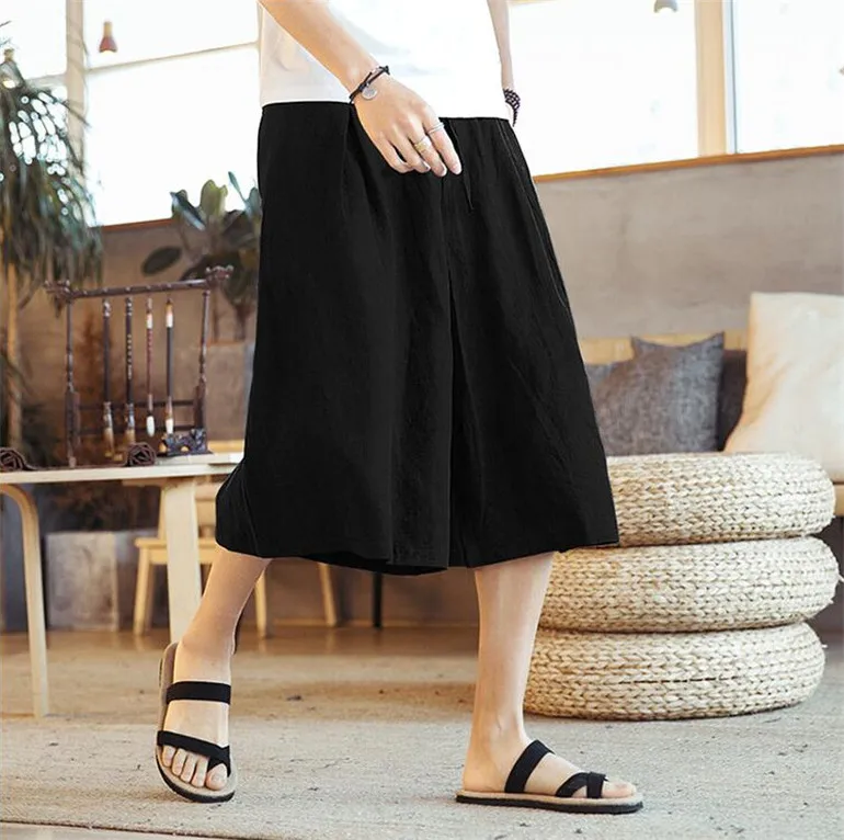 Men's wide leg Crotch Harem Pants 5XL 6xl 7xl Summer cotton linen Trousers Plus Size Male streetwear Pants black white gray red wide leg pants